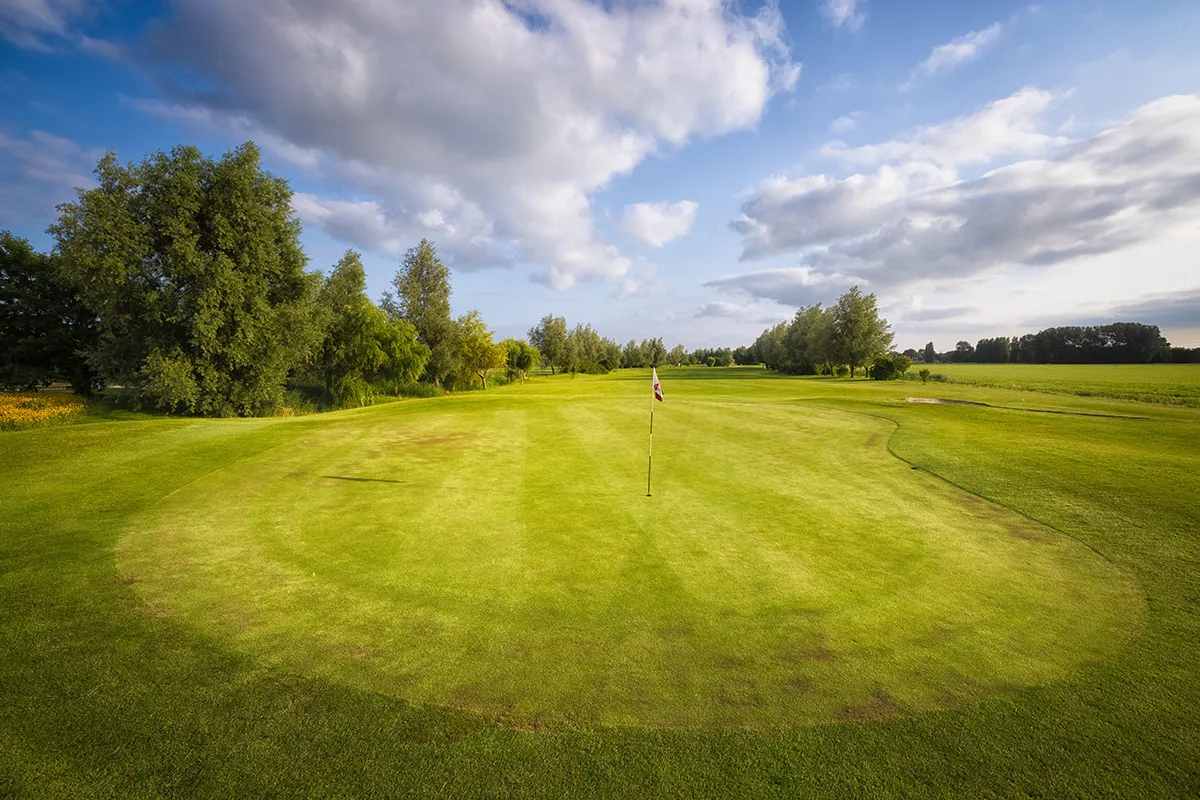 Golfbaan met vlag